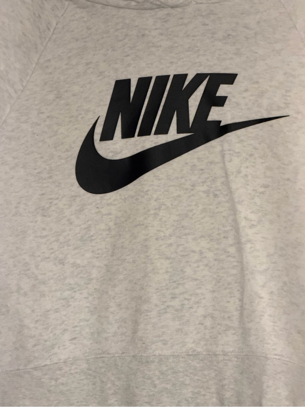 Nike Light Heather Gray Cropped Hoodie with Black Swoosh - Picture 3 of 6